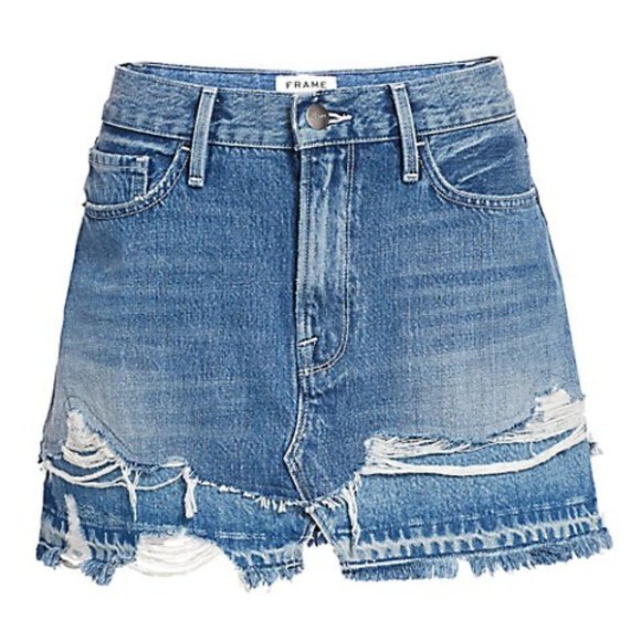 Frame Distressed Denim Mini Skirt (Size 27) - Picture 2 of 6